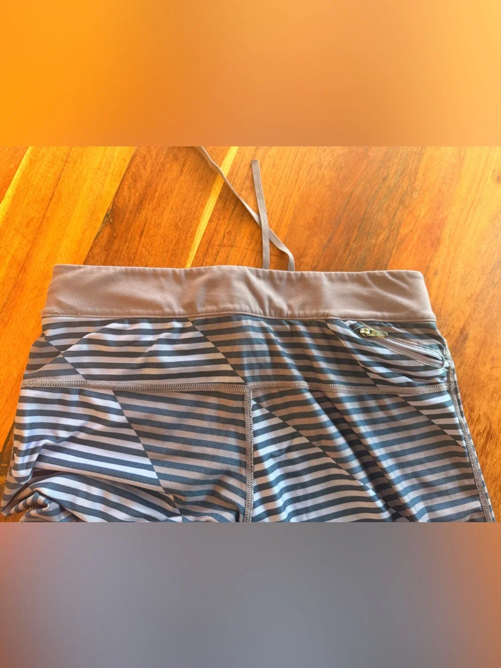 Nike DriFit Blue/ Purple Striped Running Leggings with drawstring
